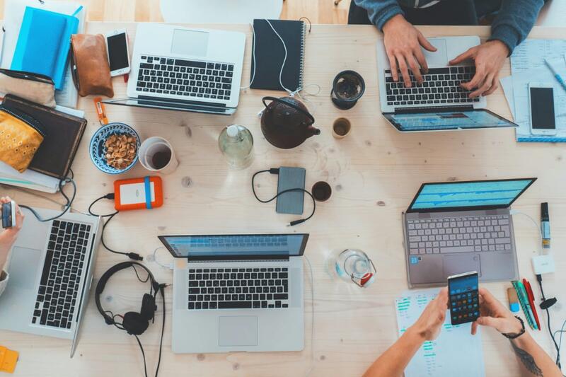 Team on desk